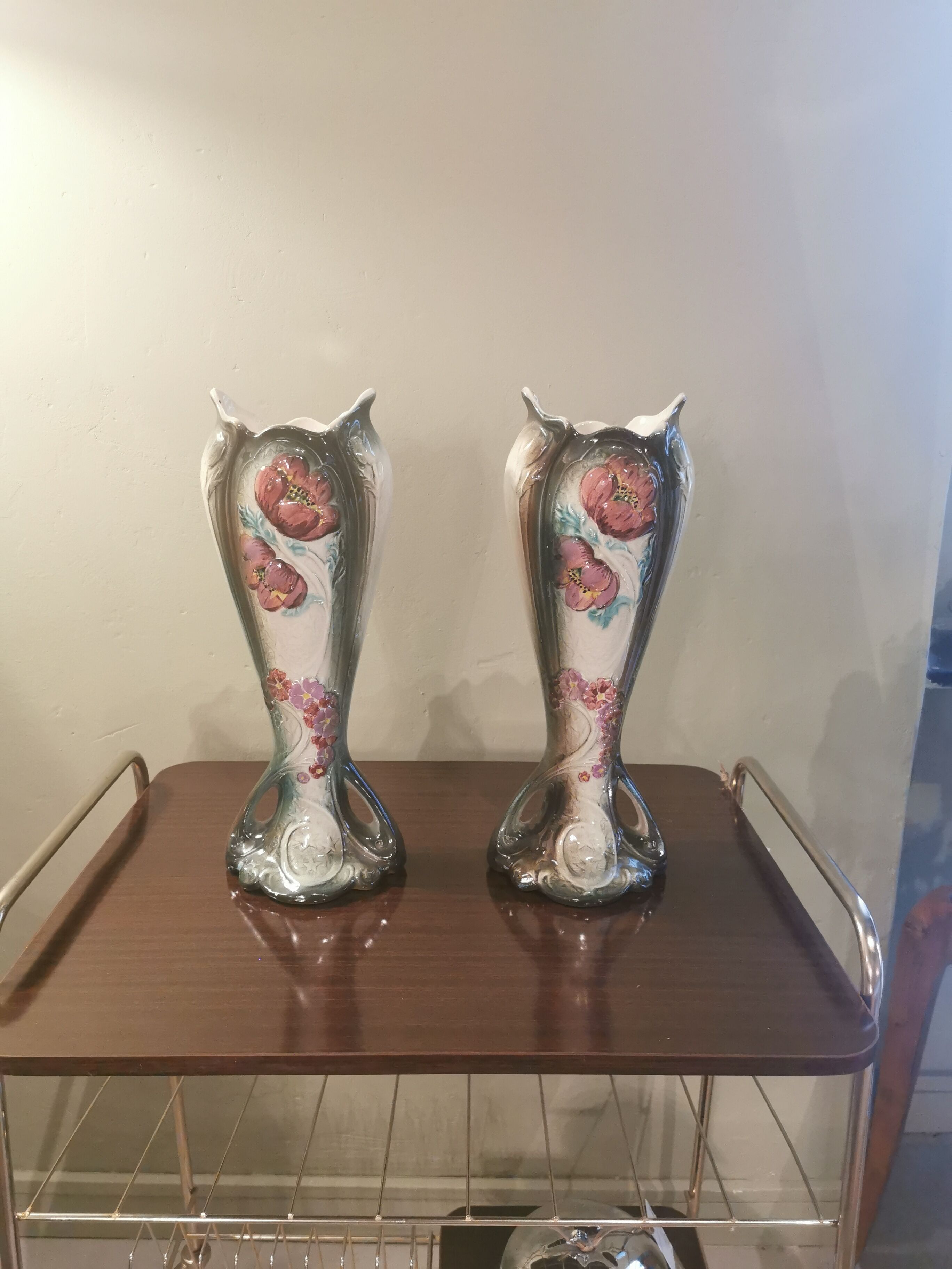 Paire de vases art nouveau en céramique