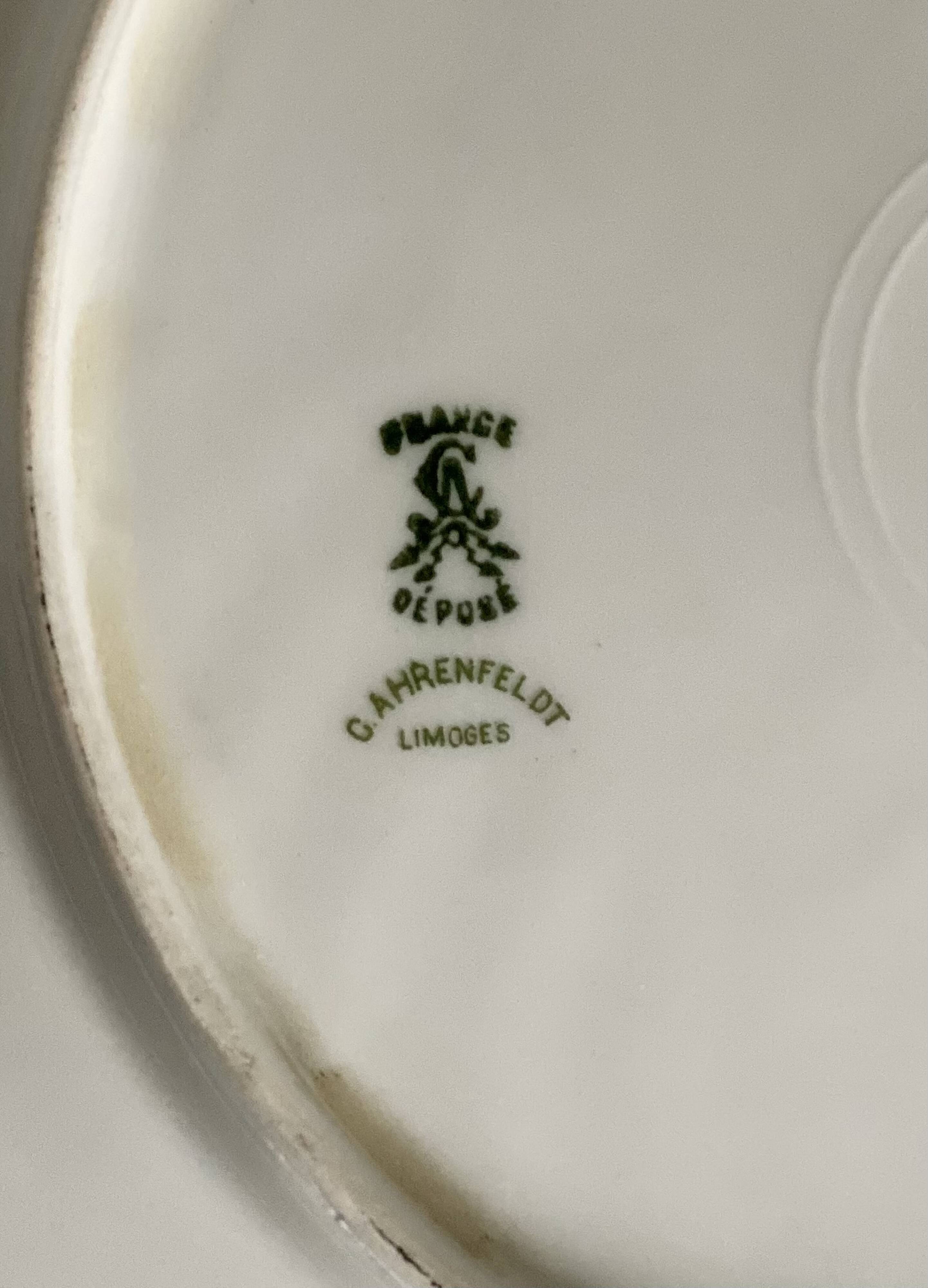 Limoges porcelain pie dish by Charles AHRENFELDT Art Deco