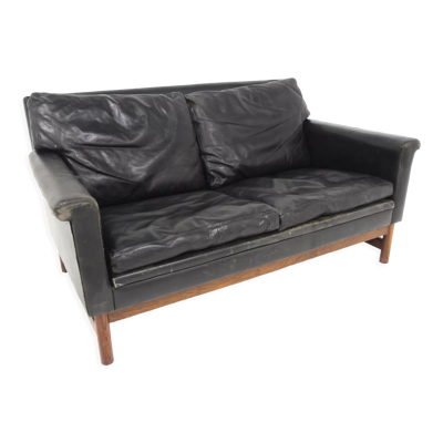 Canapé scandinave en cuir 2 places, Suède, 1950