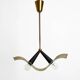 Mid Century brass ceiling lamp with a curved perforated sheet lampshade