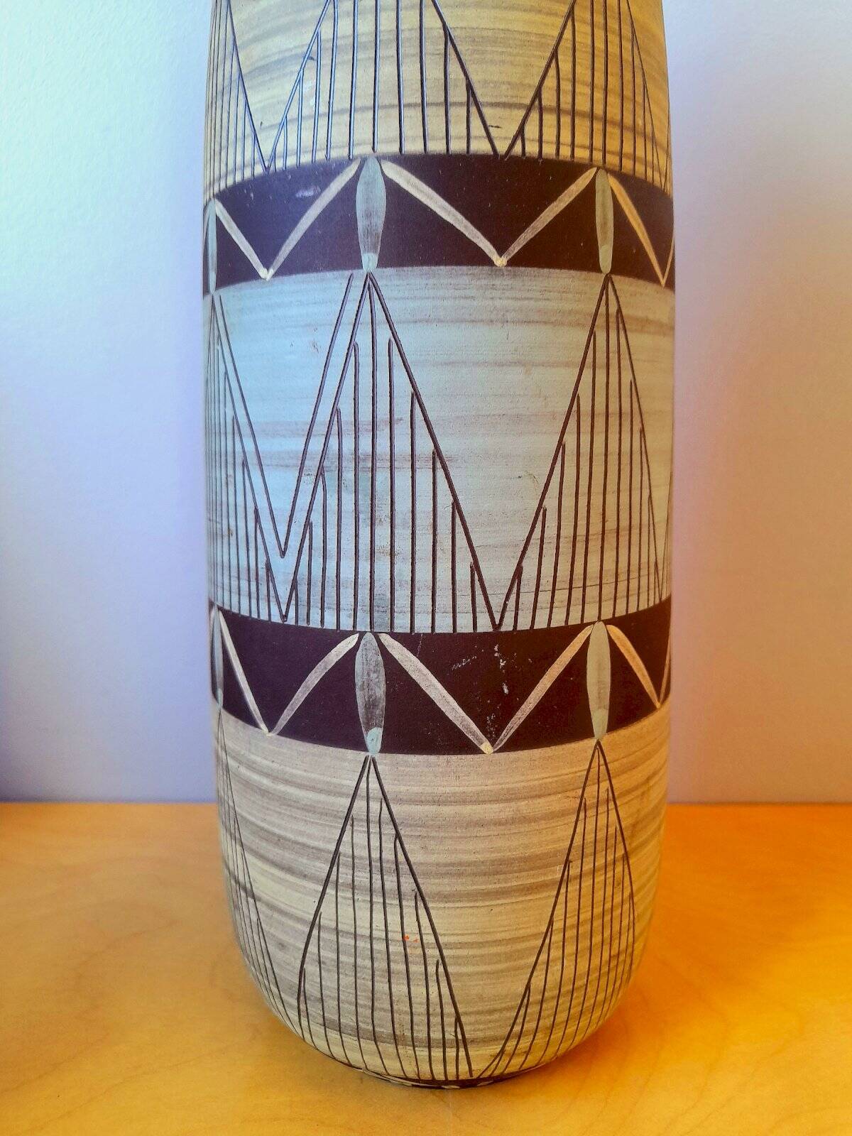 Ceramic pitcher 1960, signed VBM geometric