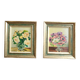 Pair of oils on panel "bouquet of yellow roses" and "bouquet of anemones"