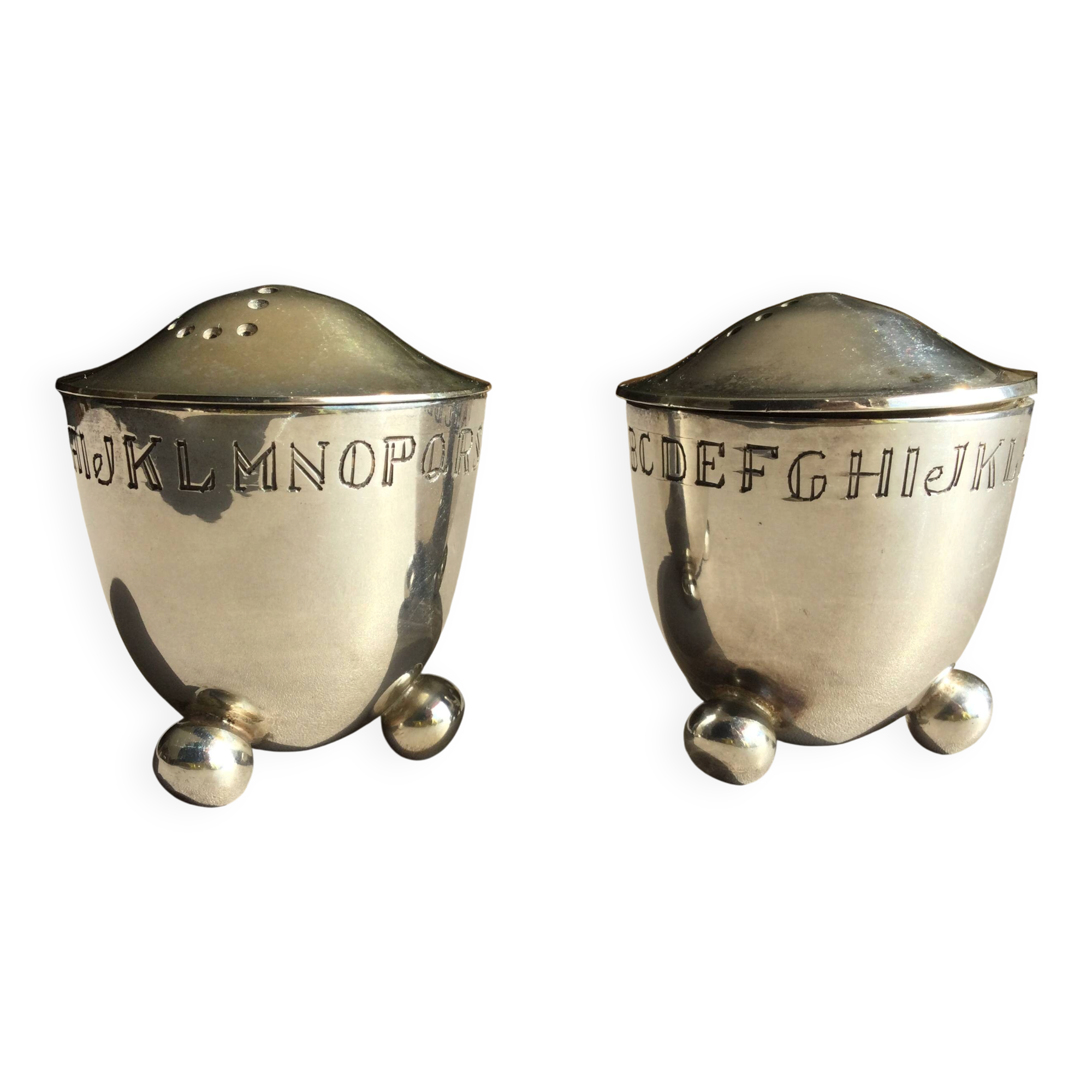 silver-plated salt and pepper shaker set
