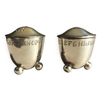 silver-plated salt and pepper shaker set