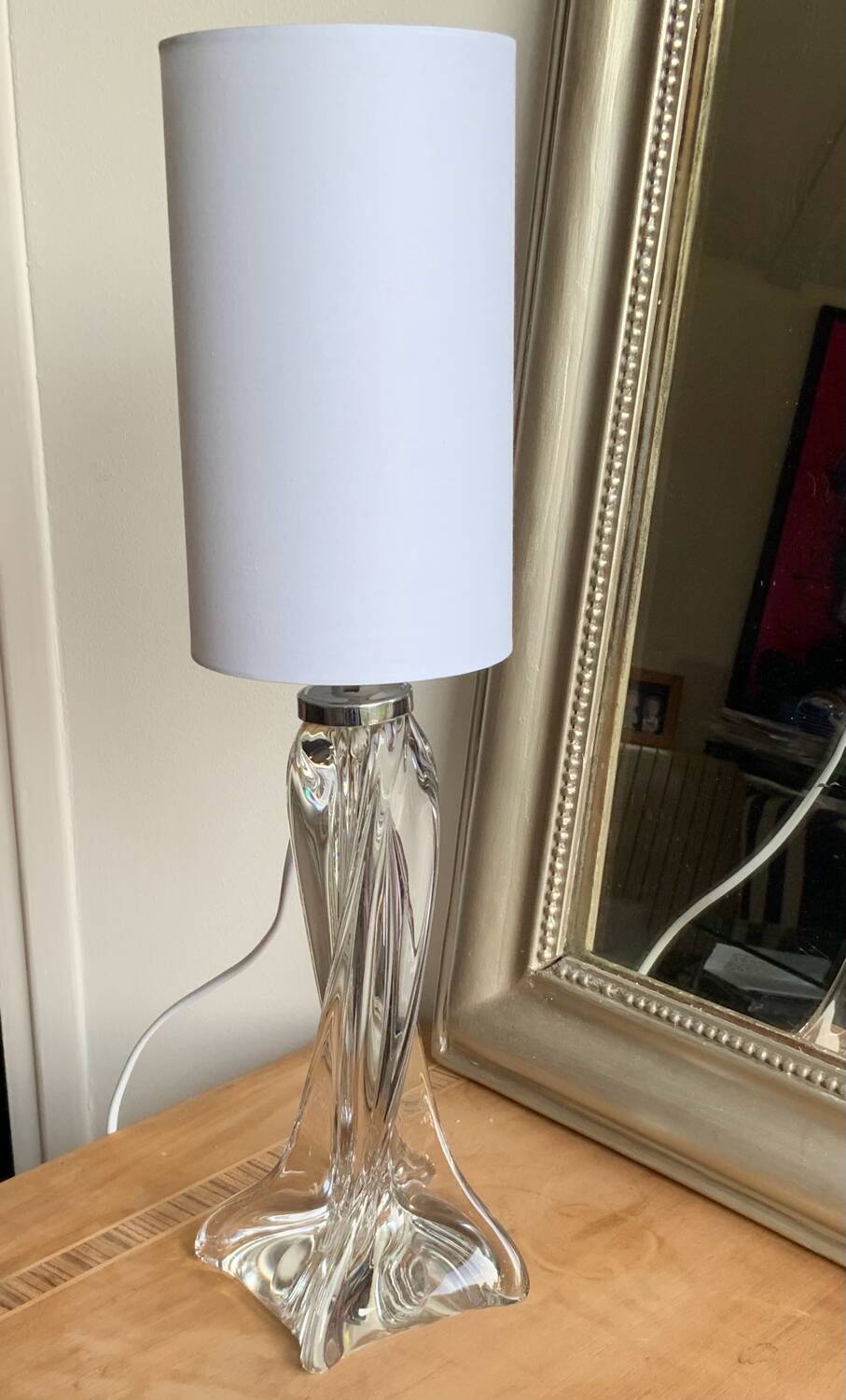 Vintage twisted crystal lamp, 25 cm, newly rewired • Decorative
