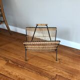 Wicker and metal magazine rack