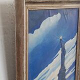 Tableau peinture à l'huile statue de la liberté 1943