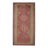 Tapis Kilim vintage des années 1960 fait main en laine tribale 342 x 147 cm
