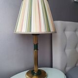 Brass lamp with pleated cap, 70s, Hollywood Regency