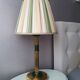 Brass lamp with pleated cap, 70s, Hollywood Regency