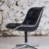Black leather office chair by Charles Pollock for Knoll