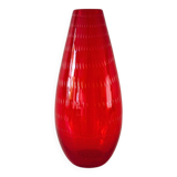 Murano - clear red vase - bullicante technique - mcm 1950s 1960s - contemporary design
