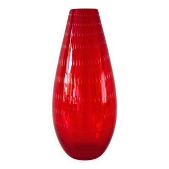 Murano - clear red vase - bullicante technique - mcm 1950s 1960s - contemporary design