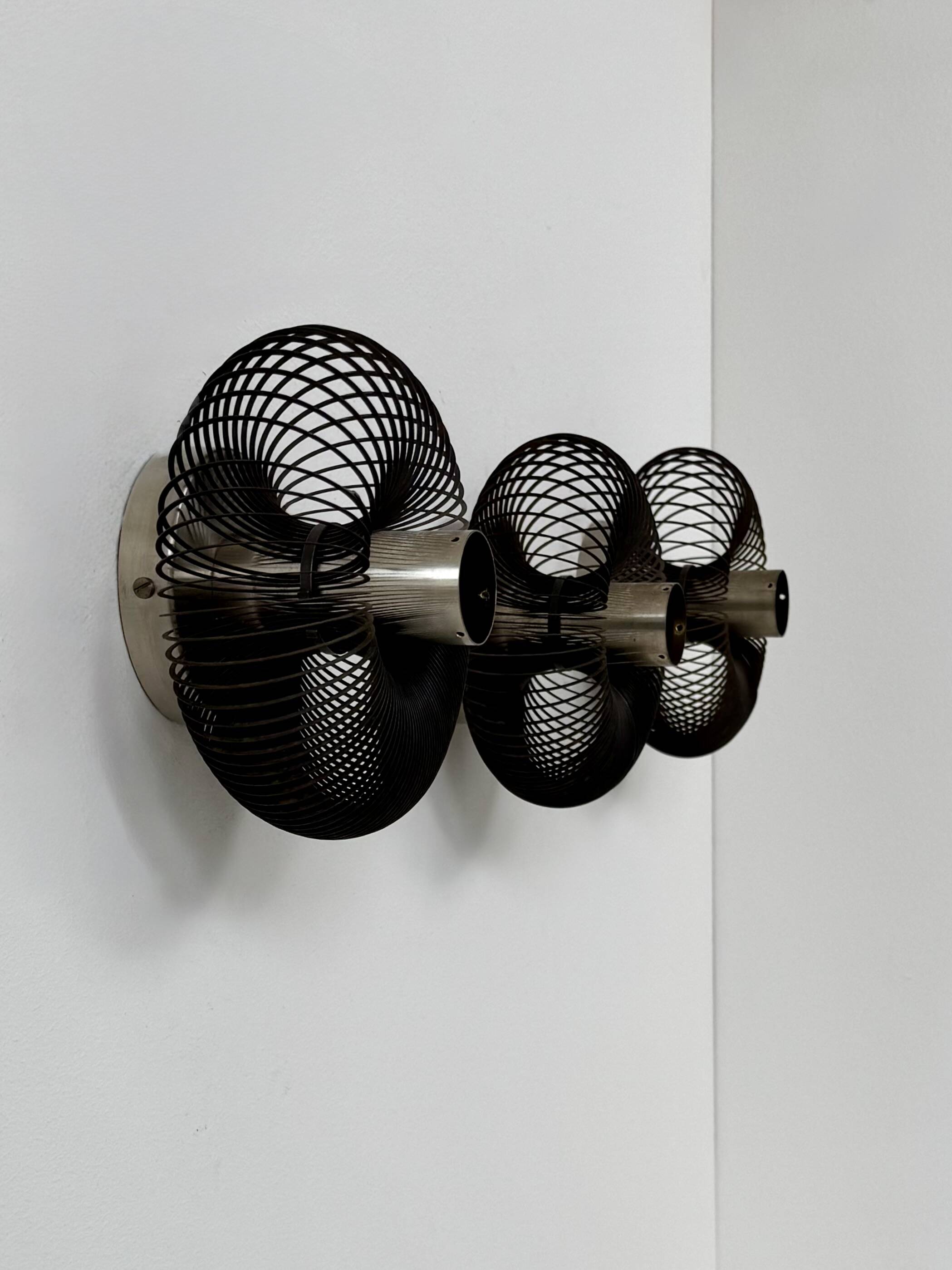 Set of 3 vintage wall lights, metal, France, 1970.