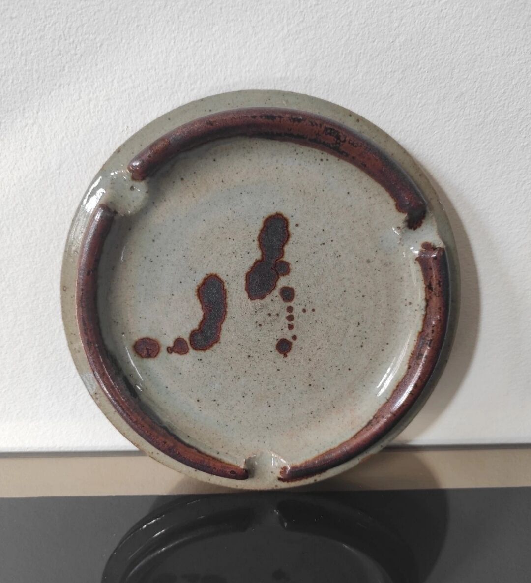 Vintage enamelled stoneware ashtray