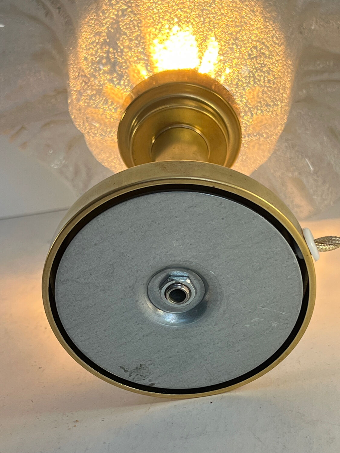 Table lamp "Corolle" – Murano Bullicante glass & patinated brass