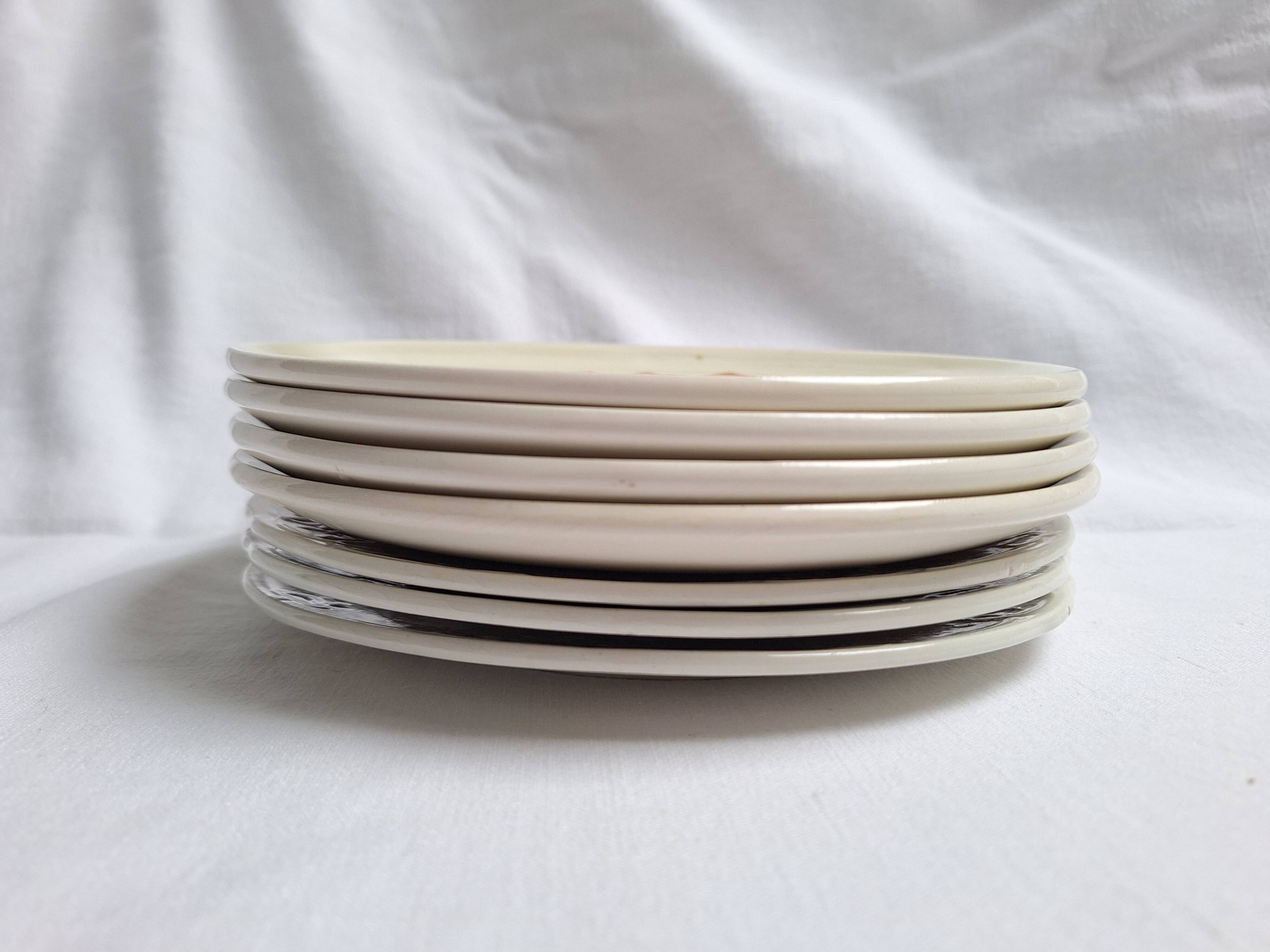Assiettes à dessert Longwy et St Amand décore de fleurs