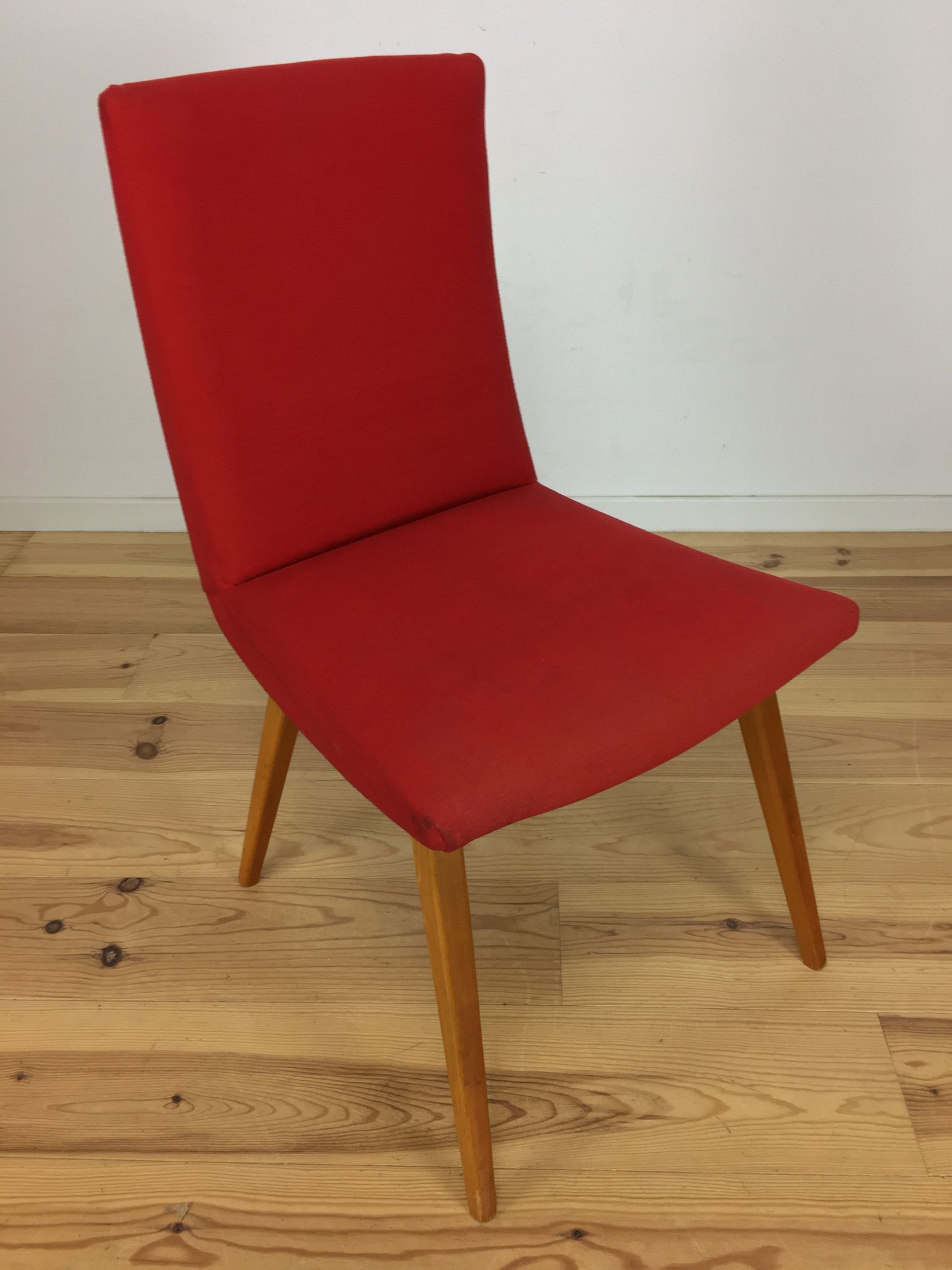 Chaise Steiner vintage années 60 rouge bois