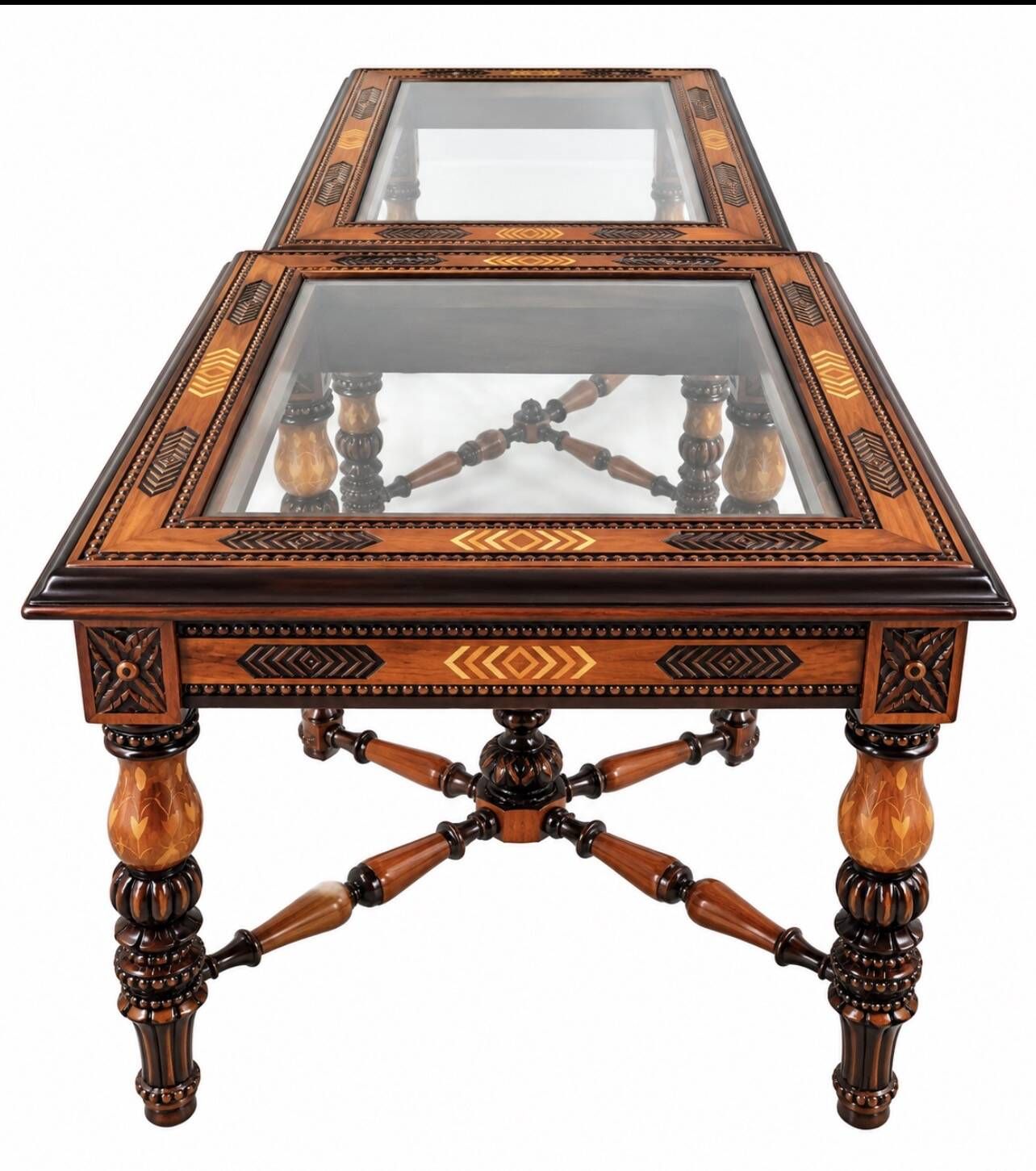 Set of 3 carved wooden coffee tables Chiniot, Pakistan