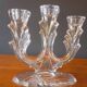 Bougeoir tripode vintage année 70 en verre moulé