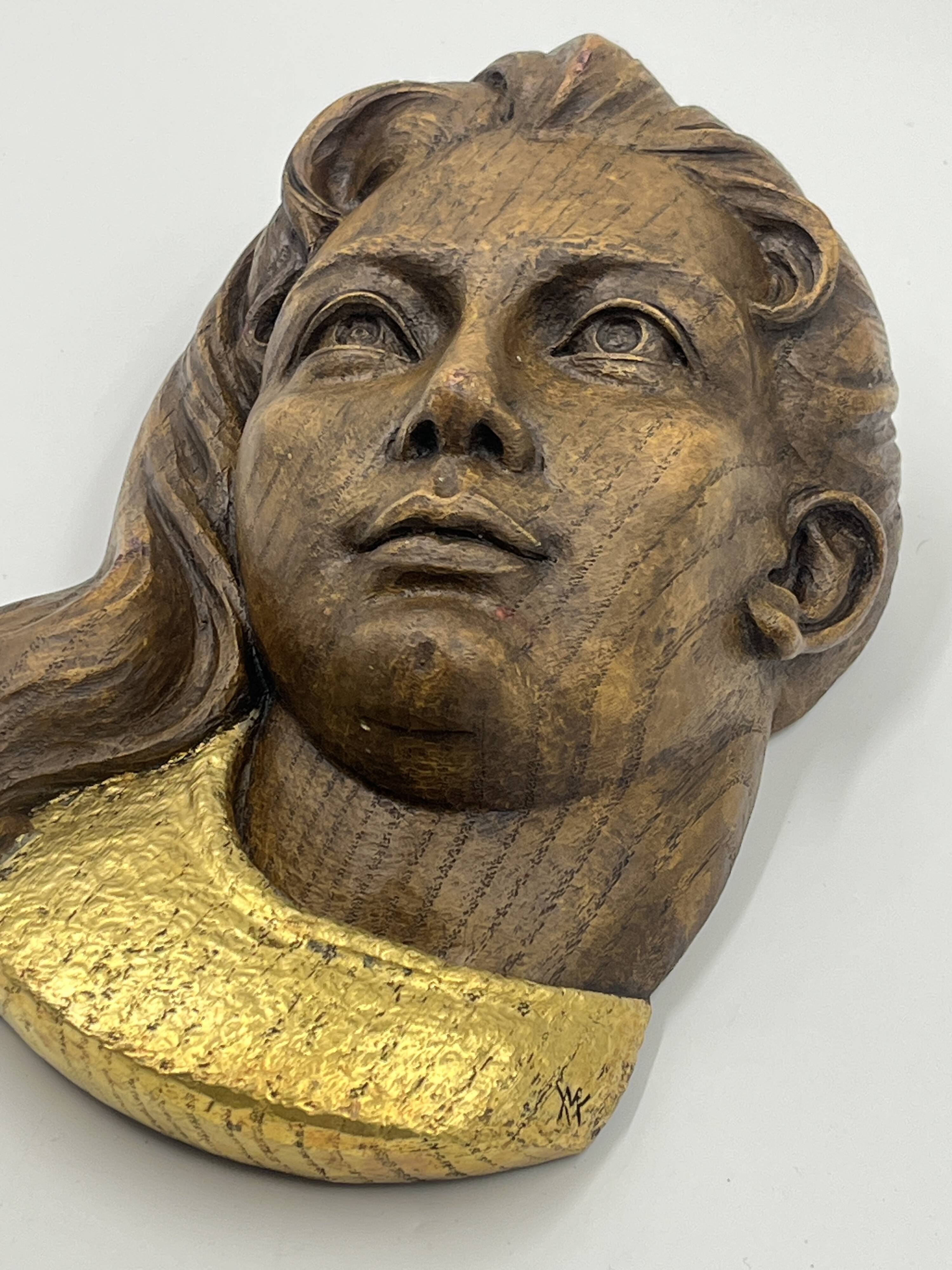 High-Relief Gilded Plaster The Inspired – After Raoul Larche