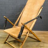 Antique safari campaign lounge folding chair, Spain 19th century