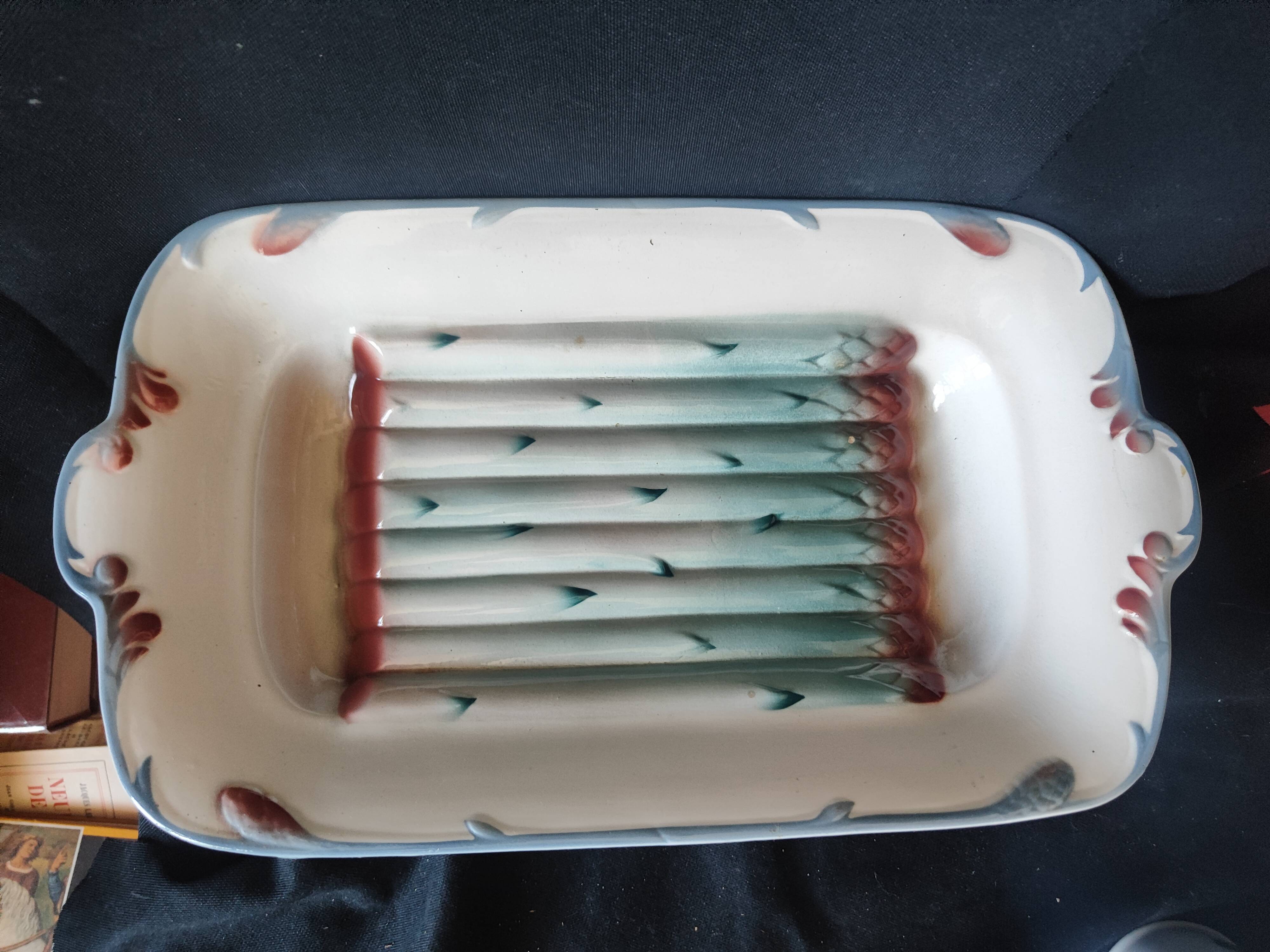 1960 Digoin France Large asparagus dish