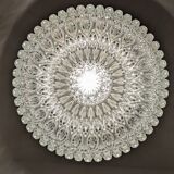 XL dome suspension light made of blown glass by Limburg, Germany, circa 1960.