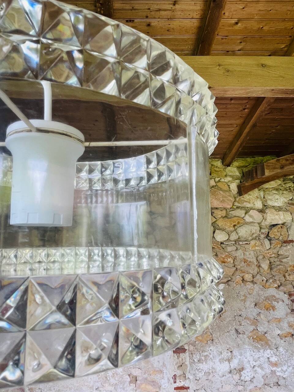 Vintage plexiglass pendant light, circa 1970s