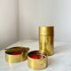 Vintage Red Enamelled Bronze Set, Ashtray, Candle Holder & Lidded Jar, 50s