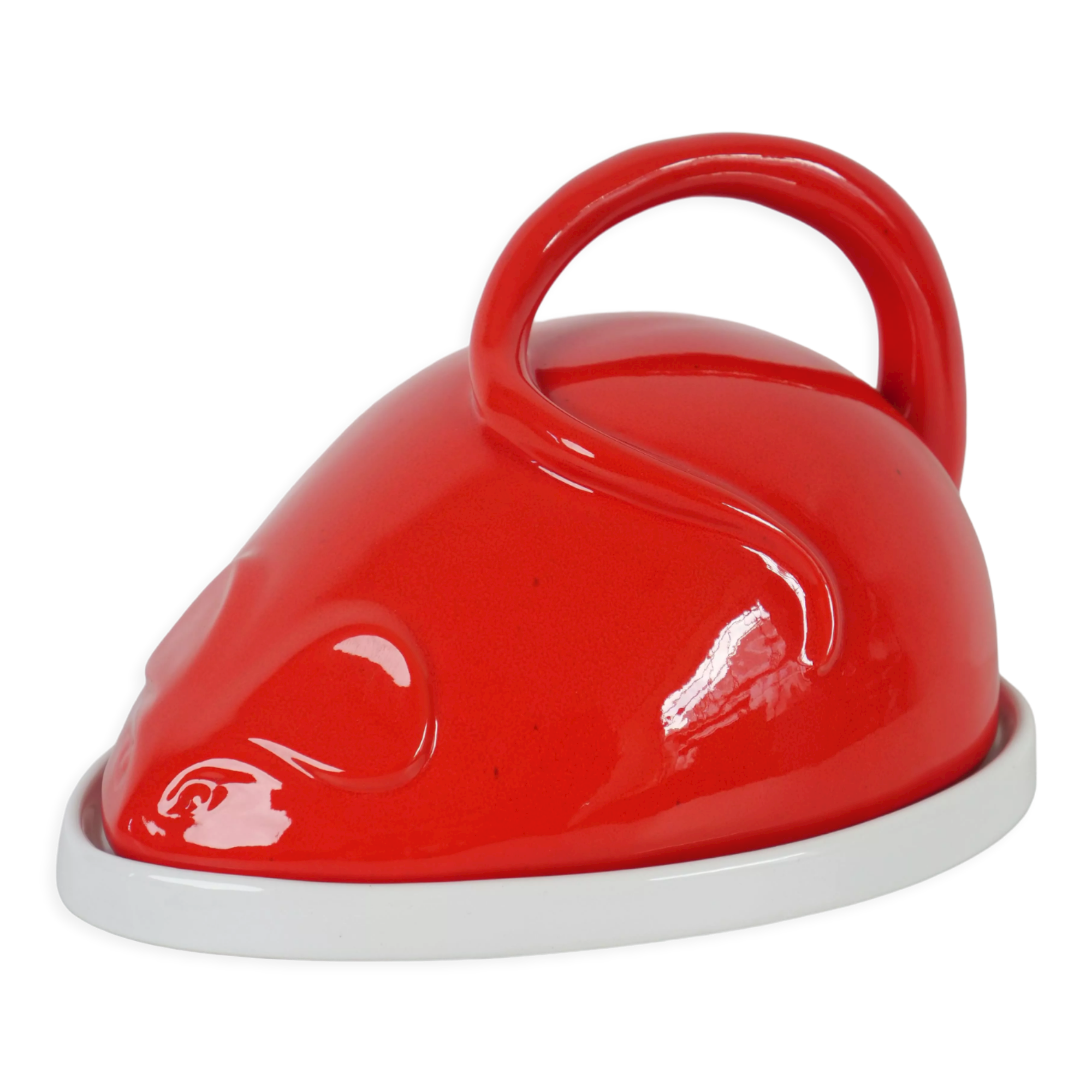 Cheese bell mouse red ceramic design vintage Italy