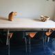Large mid-century limed solid oak dining table 244 cm x 100 cm, 1950