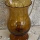 Photophore in bubble glass and hand-blown golden yellow signed vintage biot