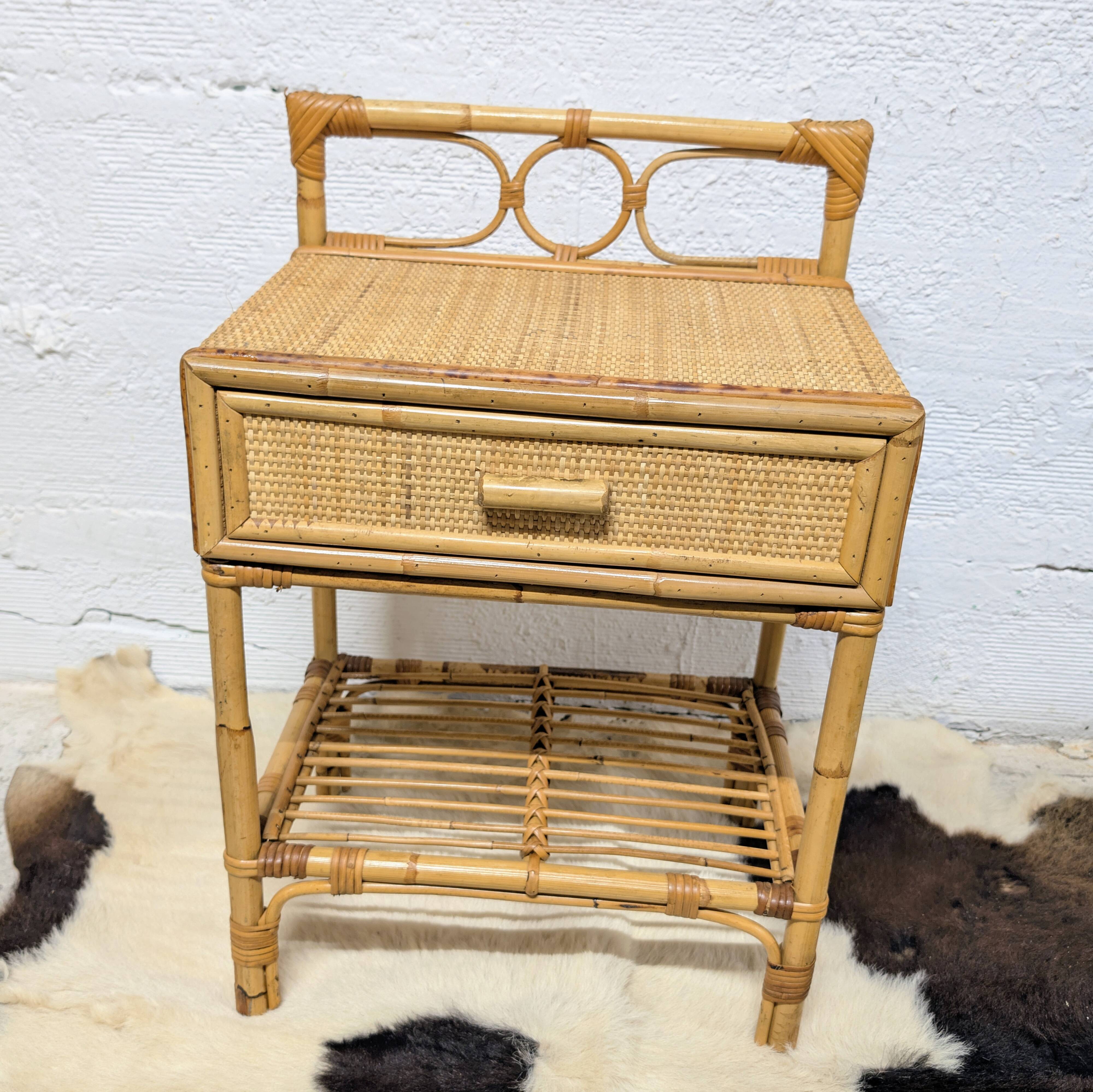 Rattan bedside table