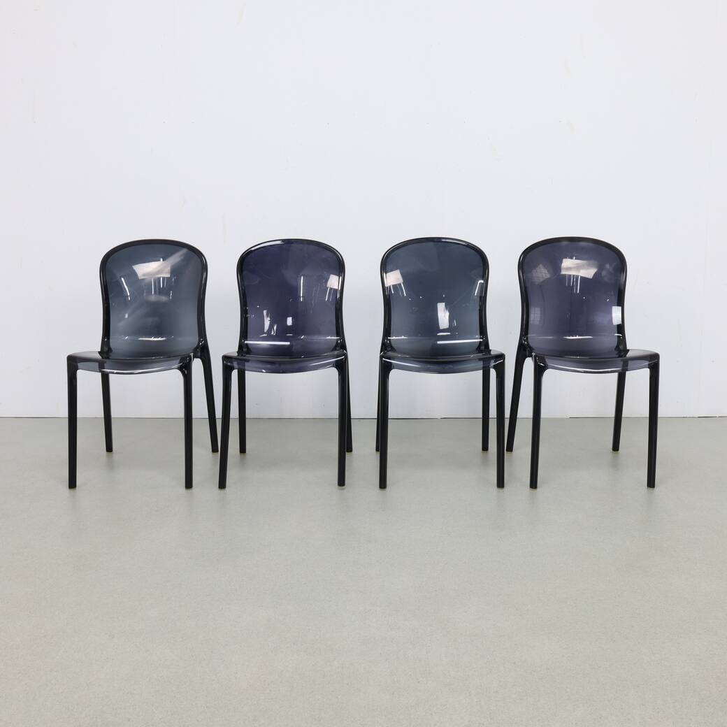 4x Dining Chair in Smoked Plexiglass, 2000s