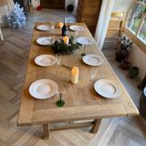 Solid wood farmhouse table with 2 extensions