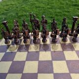 Brass Chess Board with Greek-Roman Chess Pieces - 14x14