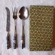 Couteau, fourchette, petite cuillère pour breakfast en émail cloisonné