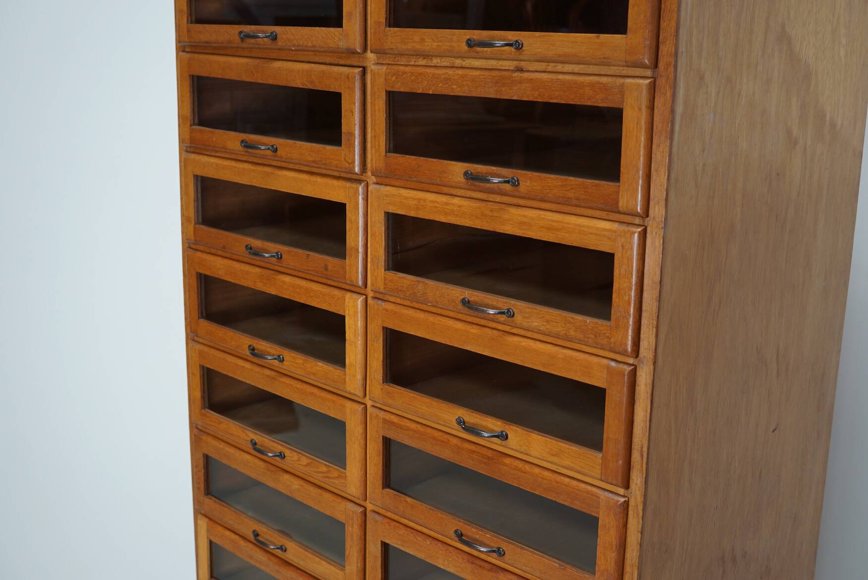 English Haberdashery Shop Cabinet with Glass Fronted Drawers, Circa 1930s