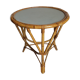 Table basse d'appoint tripode en rotin années 50
