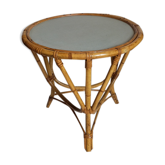 Tripod booster coffee table in rattan 50s