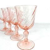 Lot of 4 pink glasses of Arcoroc digestive