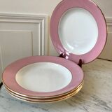 4 assiettes creuses Saint-Amand années 60 rose bonbon pastel