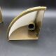 Pair of corner sconces in golden brass and matt opaline