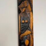 Big midcentury design wall wood decoration / lovers, 1960s, Czechoslovakia