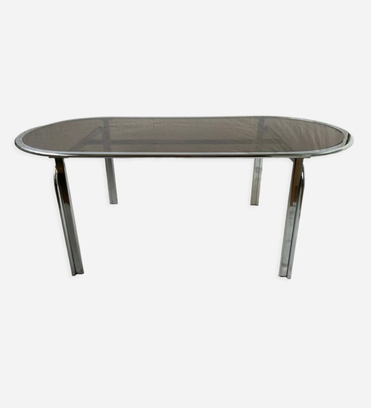 Glass and metal dining room table