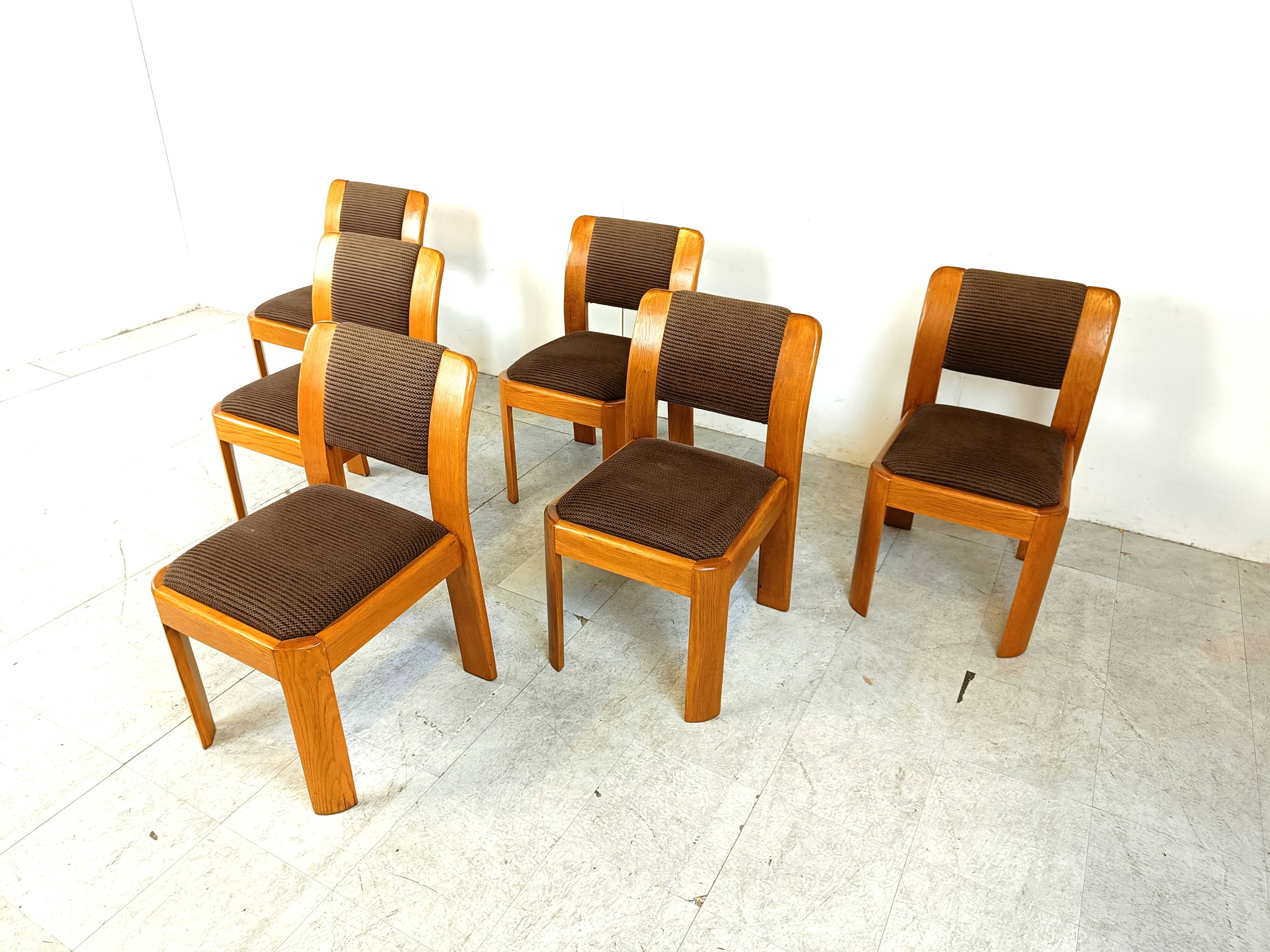 Vintage brutalist dining chairs, set of 6 - 1970s