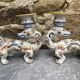 Pair of dragon candlesticks in Desvres earthenware, Rouen