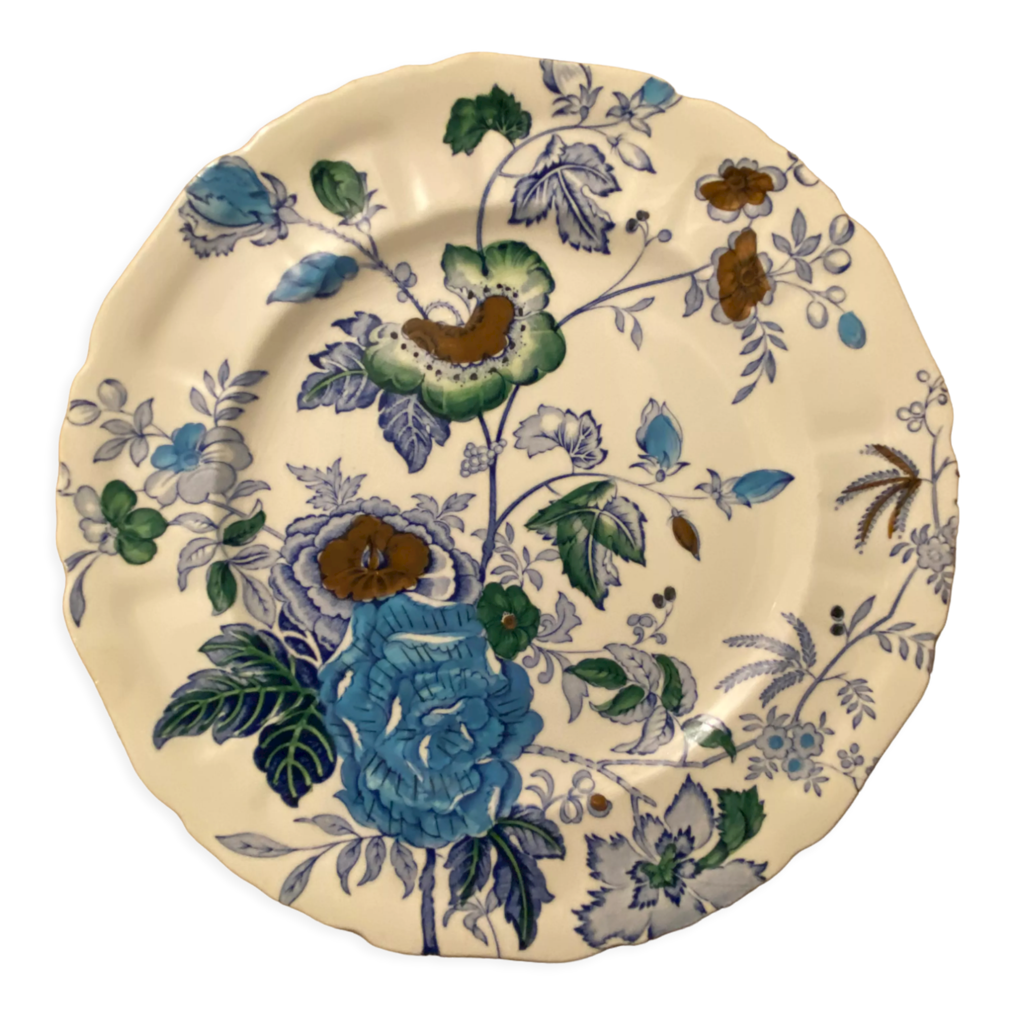 Set of 8 flat plates Mason's Belvedere flowers