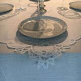 Old embroidered white cotton tablecloth